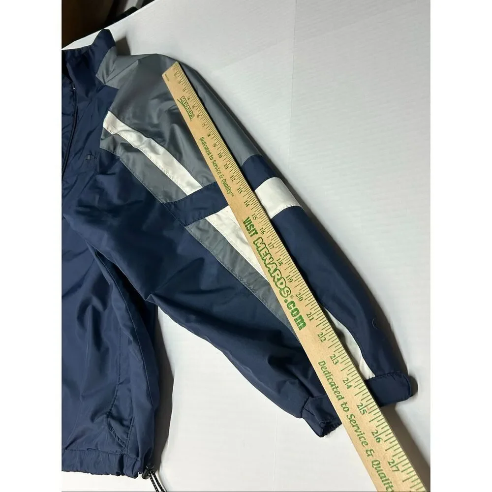 Vintage Champion Windbreaker Men's XL Navy Blue Grey White Stripe Full Zip Y2K A